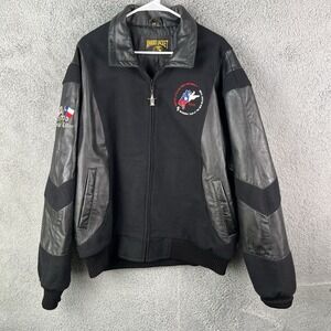 HOUSTON LIVESTOCK SHOW AND RODEO Leather Jacket Wool 2XL 2003 Limited Edition